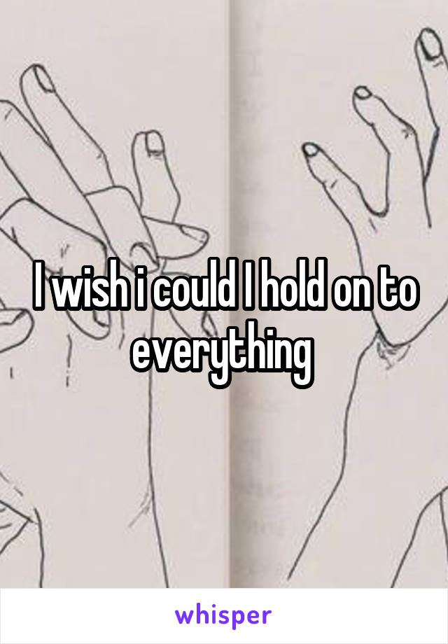 I wish i could I hold on to everything 