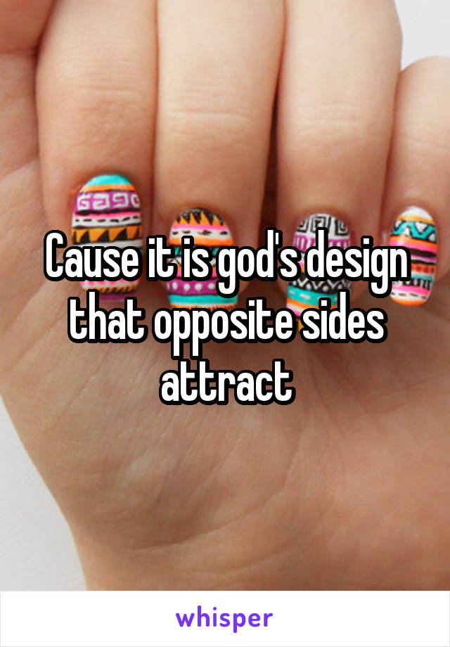 Cause it is god's design that opposite sides attract