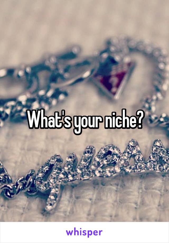 What's your niche?