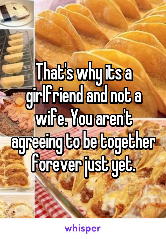 That's why its a girlfriend and not a wife. You aren't agreeing to be together forever just yet.
