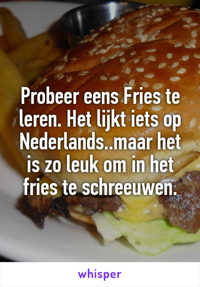 Probeer eens Fries te leren. Het lijkt iets op Nederlands..maar het is zo leuk om in het fries te schreeuwen.