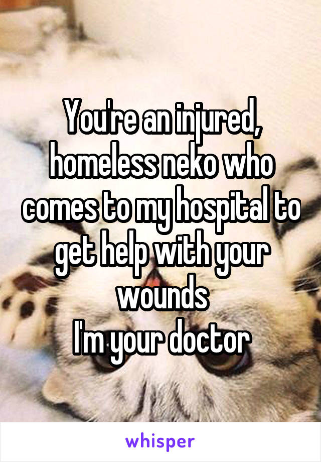 You're an injured, homeless neko who comes to my hospital to get help with your wounds
I'm your doctor