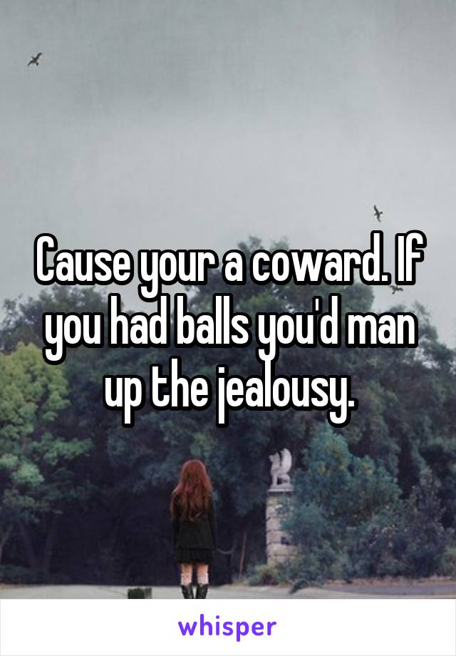 Cause your a coward. If you had balls you'd man up the jealousy.