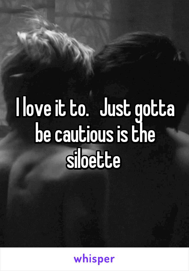 I love it to.   Just gotta be cautious is the siloette 