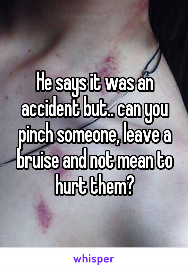 He says it was an accident but.. can you pinch someone, leave a bruise and not mean to hurt them?