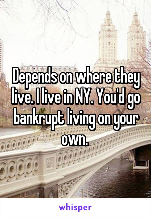 Depends on where they live. I live in NY. You'd go bankrupt living on your own. 