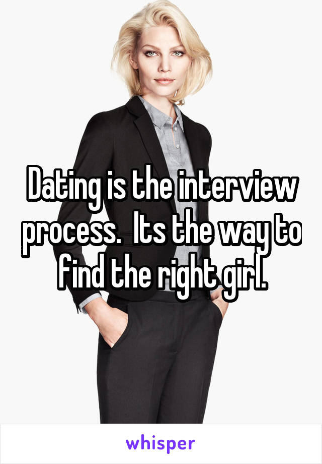 Dating is the interview process.  Its the way to find the right girl.