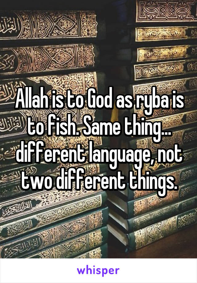 Allah is to God as ryba is to fish. Same thing... different language, not two different things.