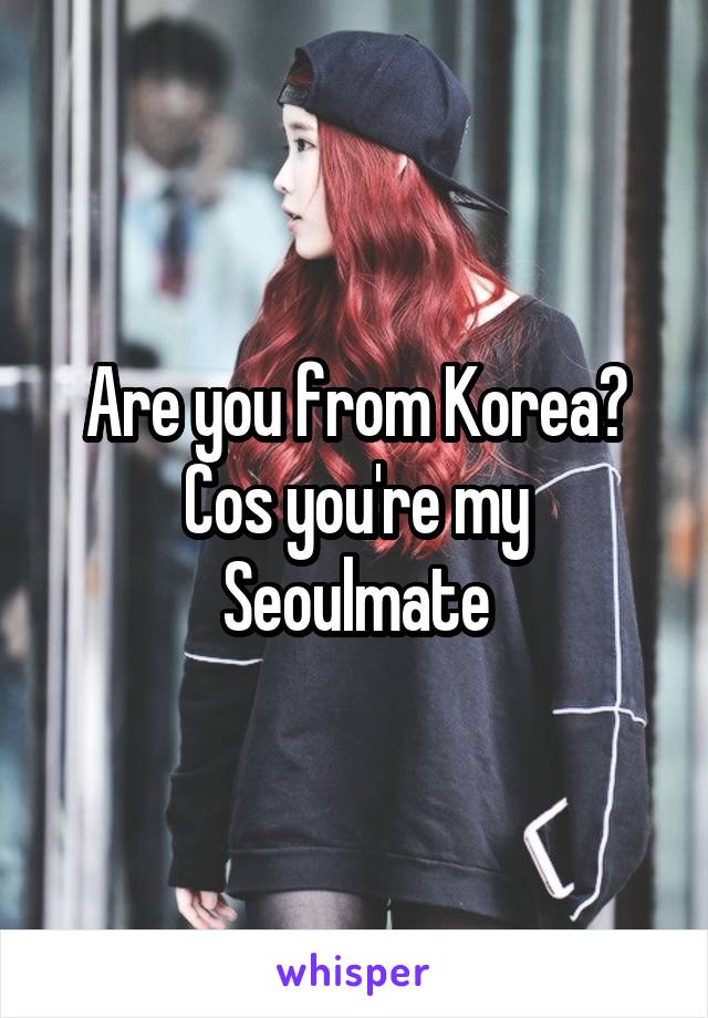 Are you from Korea? Cos you're my Seoulmate