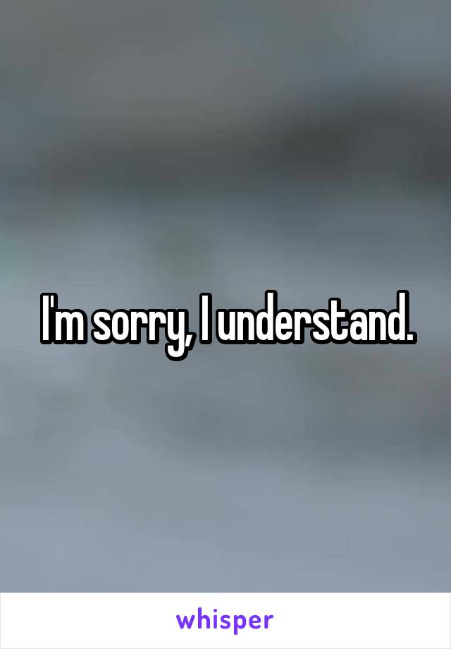I'm sorry, I understand.