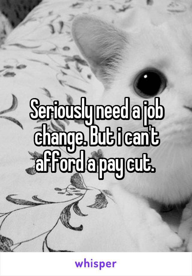 Seriously need a job change. But i can't afford a pay cut. 