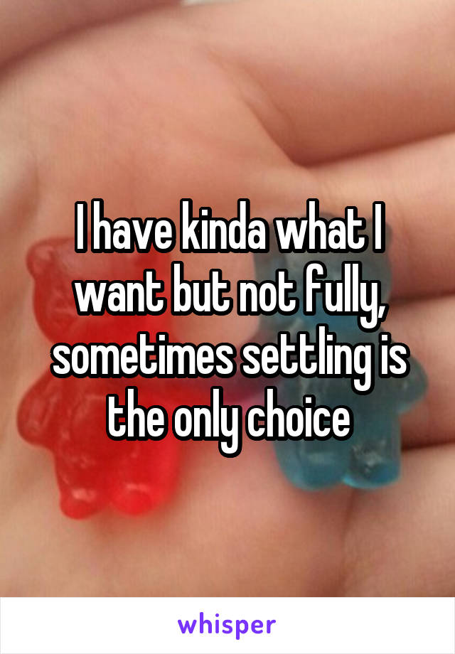 I have kinda what I want but not fully, sometimes settling is the only choice