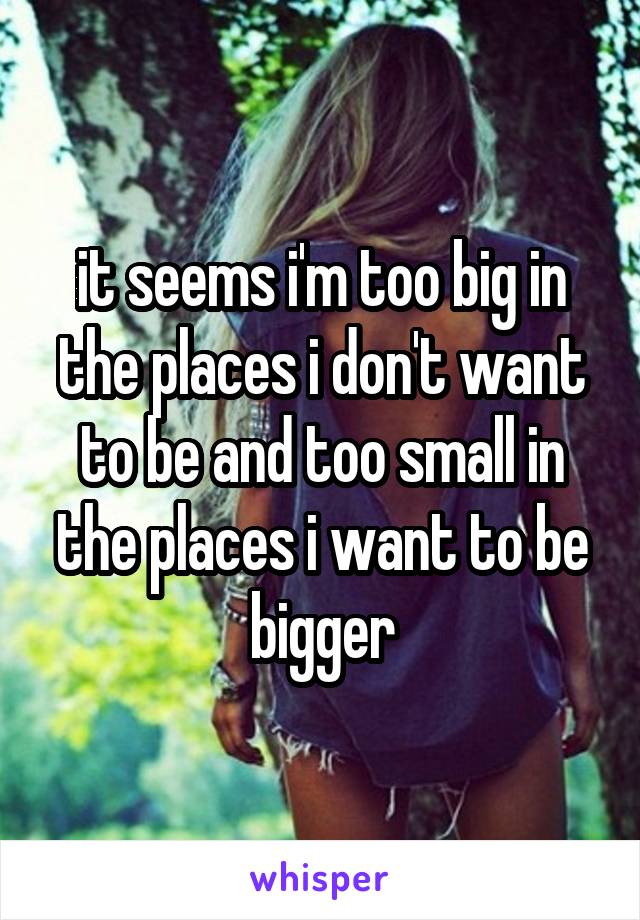 it seems i'm too big in the places i don't want to be and too small in the places i want to be bigger