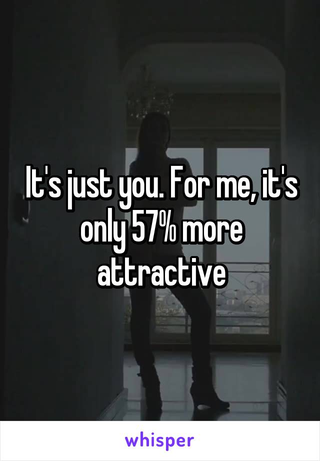 It's just you. For me, it's only 57% more attractive