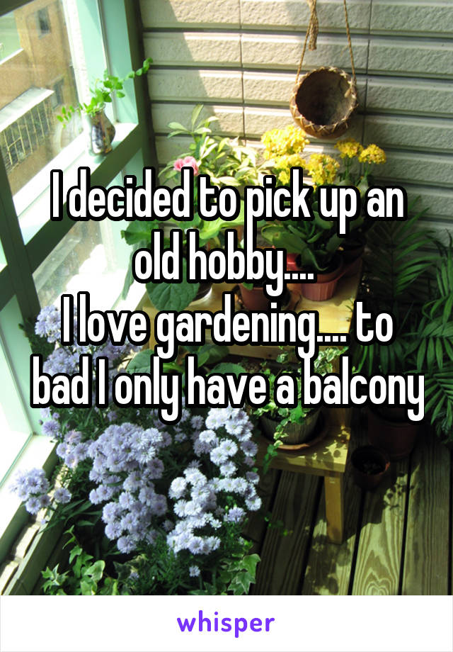 I decided to pick up an old hobby.... 
I love gardening.... to bad I only have a balcony 