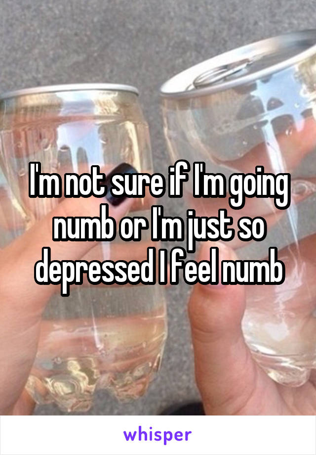 I'm not sure if I'm going numb or I'm just so depressed I feel numb