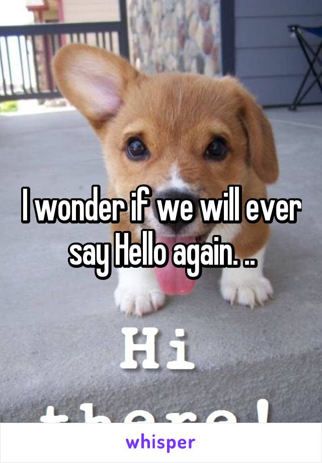 I wonder if we will ever say Hello again. ..