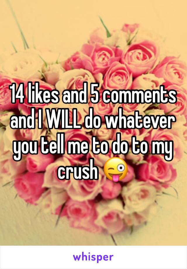 14 likes and 5 comments and I WILL do whatever you tell me to do to my crush 😜