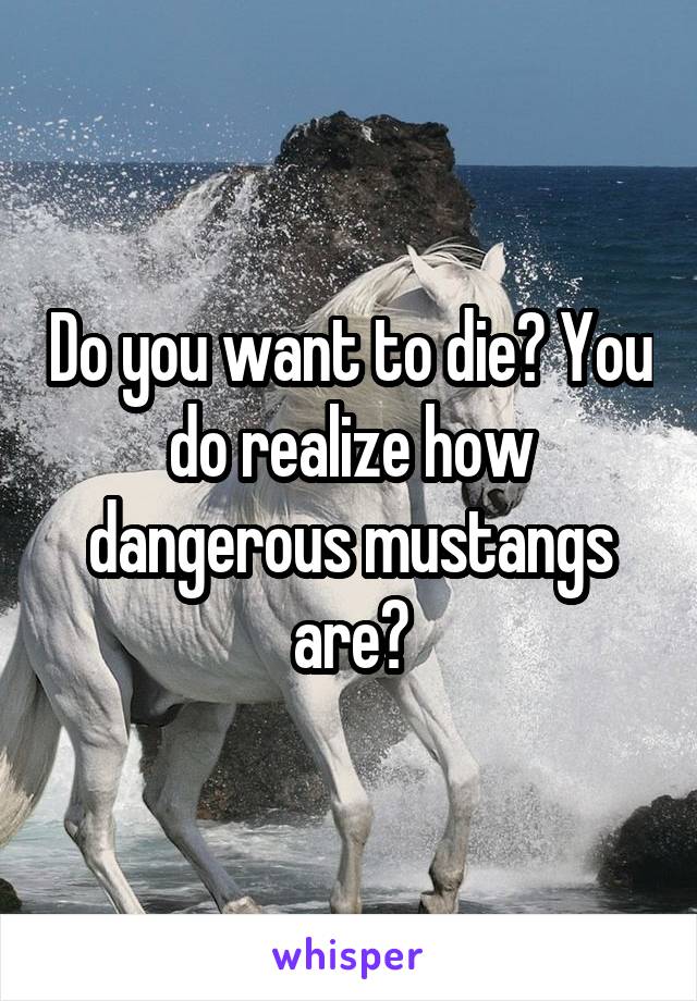 Do you want to die? You do realize how dangerous mustangs are?