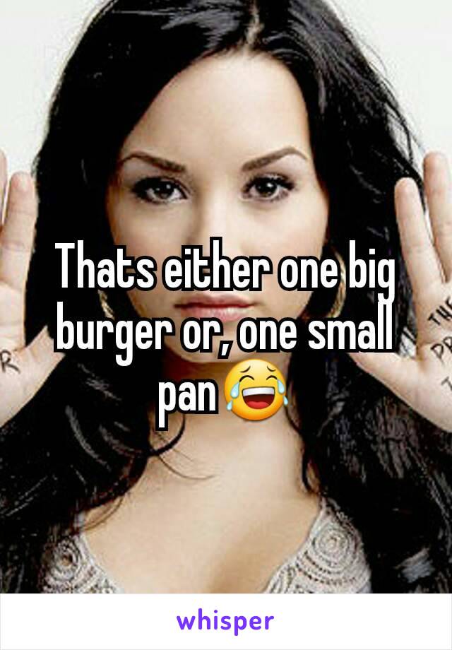 Thats either one big burger or, one small pan😂