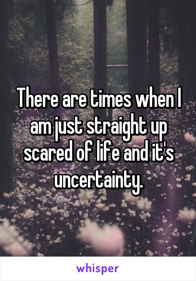 There are times when I am just straight up scared of life and it's uncertainty.