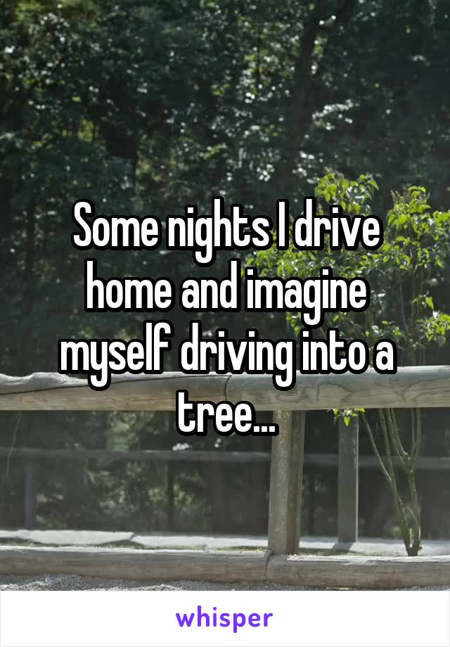 Some nights I drive home and imagine myself driving into a tree...