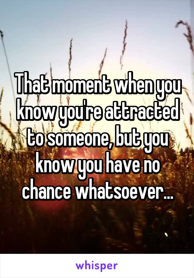 That moment when you know you're attracted to someone, but you know you have no chance whatsoever...