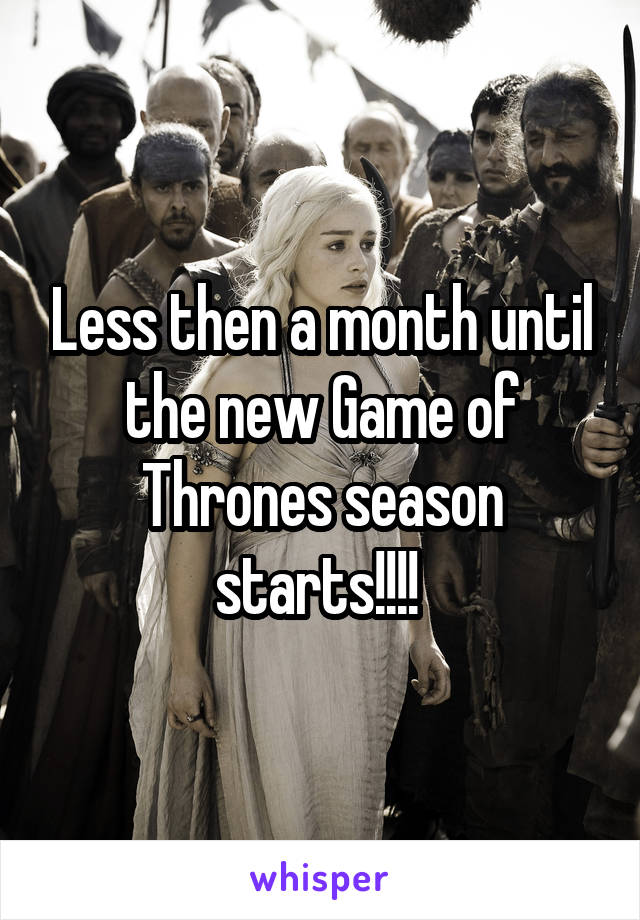 Less then a month until the new Game of Thrones season starts!!!! 