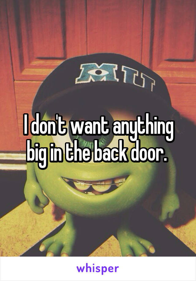 I don't want anything big in the back door. 