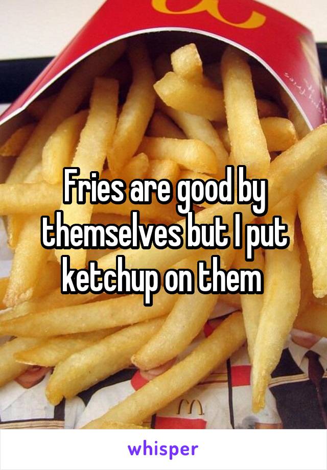 Fries are good by themselves but I put ketchup on them 