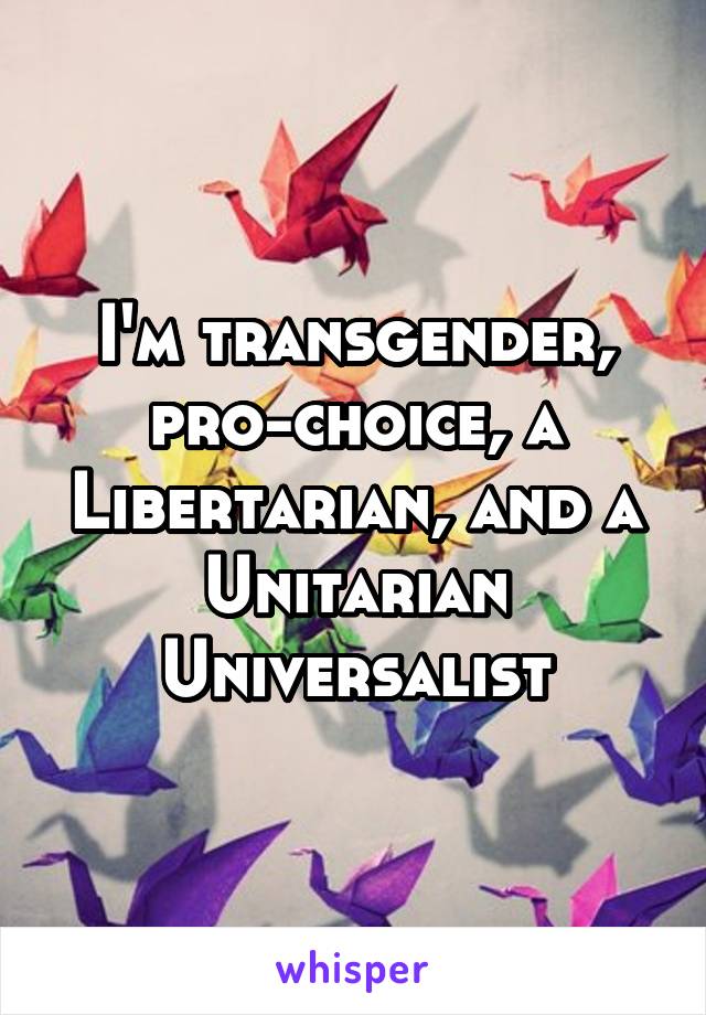 I'm transgender, pro-choice, a Libertarian, and a Unitarian Universalist