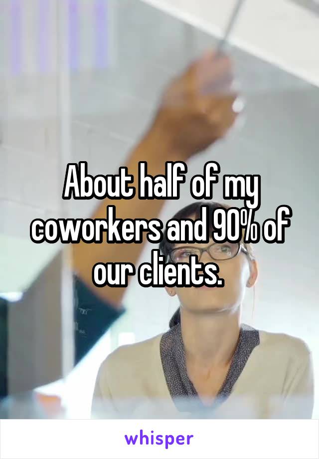 About half of my coworkers and 90% of our clients. 