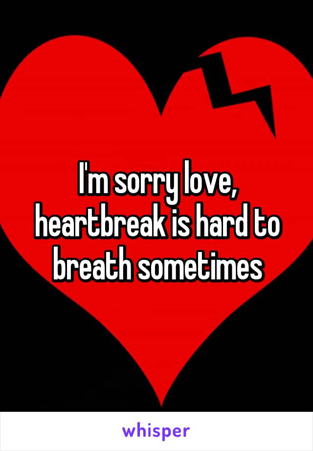 I'm sorry love, heartbreak is hard to breath sometimes