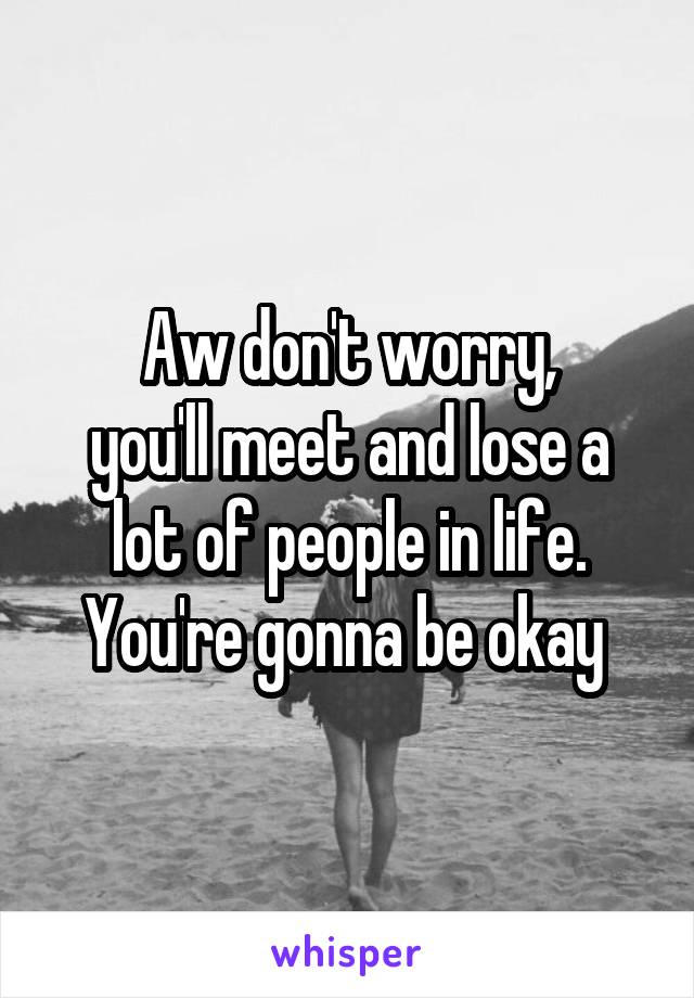 Aw don't worry,
you'll meet and lose a lot of people in life. You're gonna be okay 