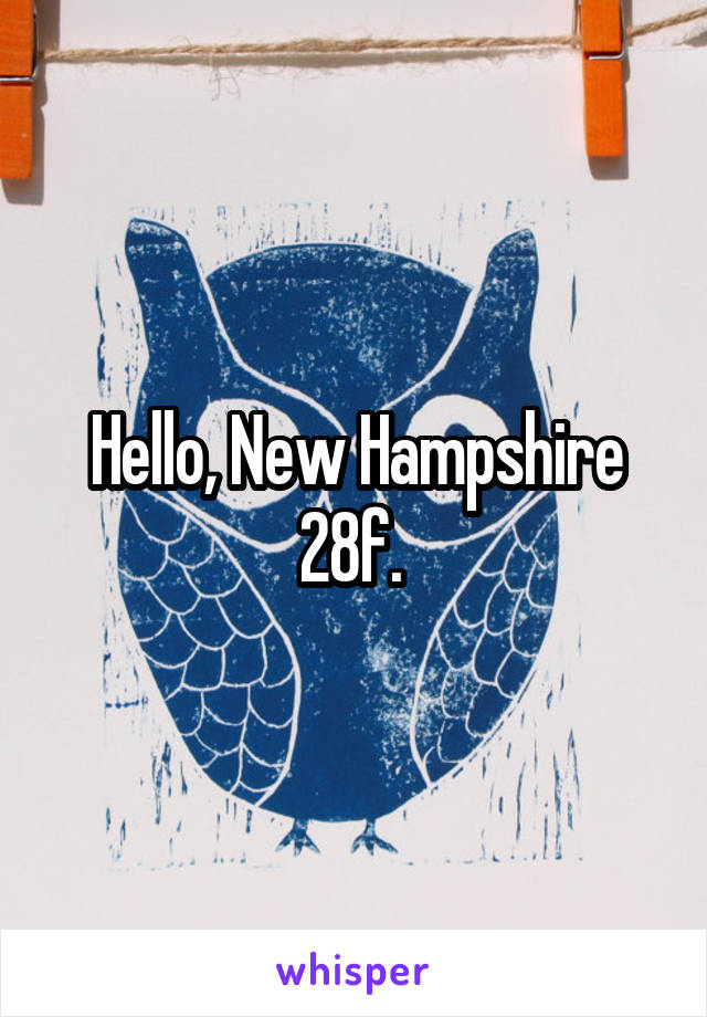 Hello, New Hampshire 28f. 