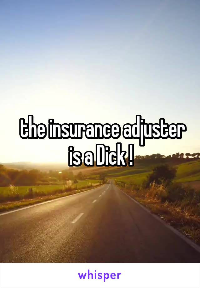  the insurance adjuster is a Dick !