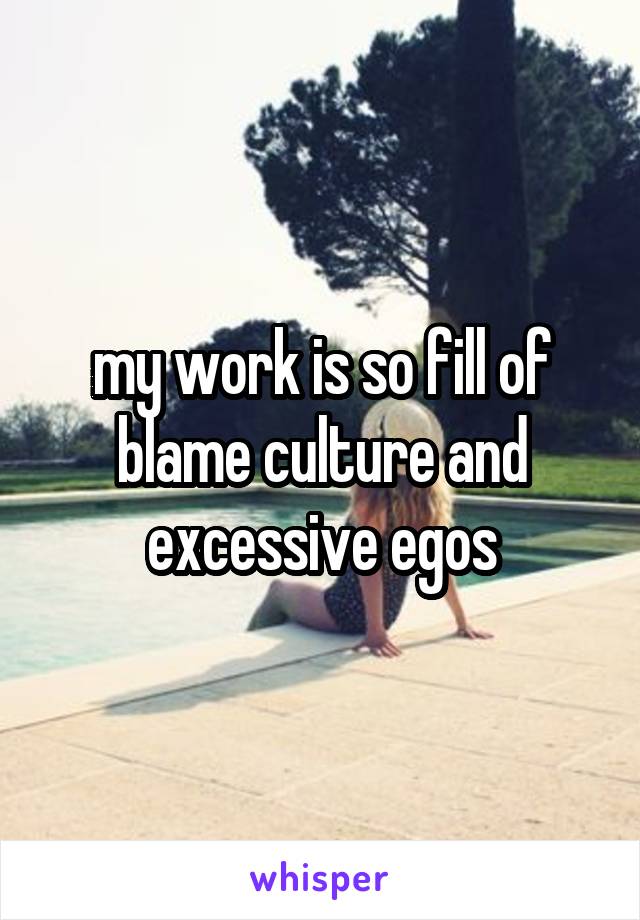 my work is so fill of blame culture and excessive egos
