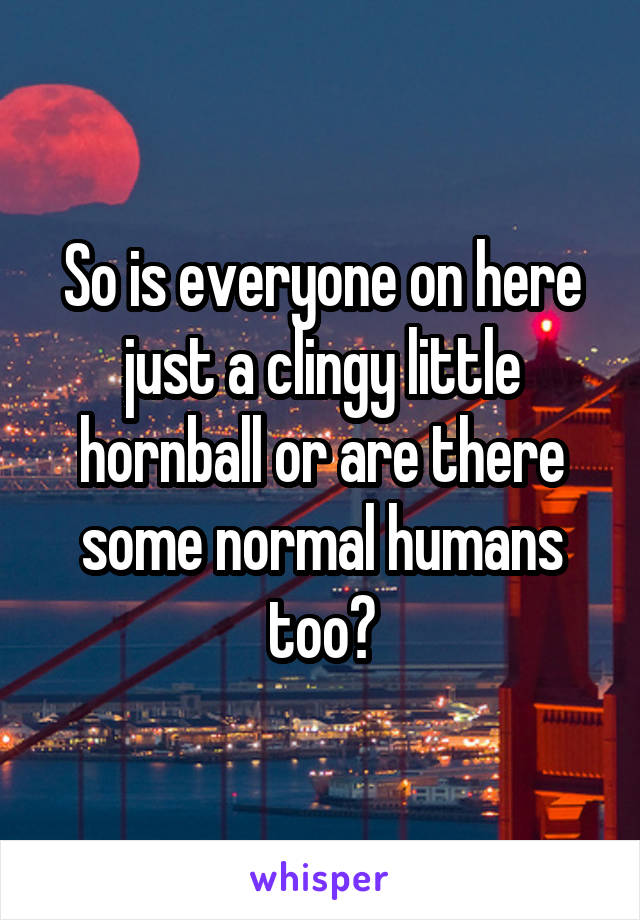 So is everyone on here just a clingy little hornball or are there some normal humans too?