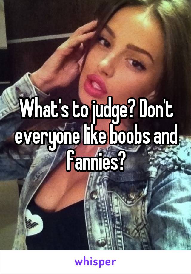 What's to judge? Don't everyone like boobs and fannies?