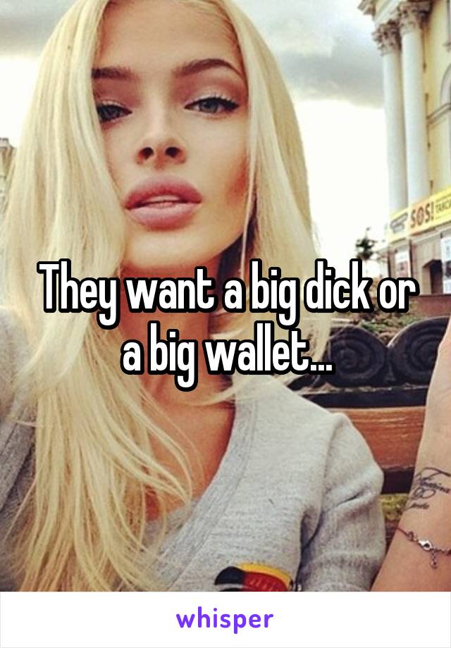 They want a big dick or a big wallet...