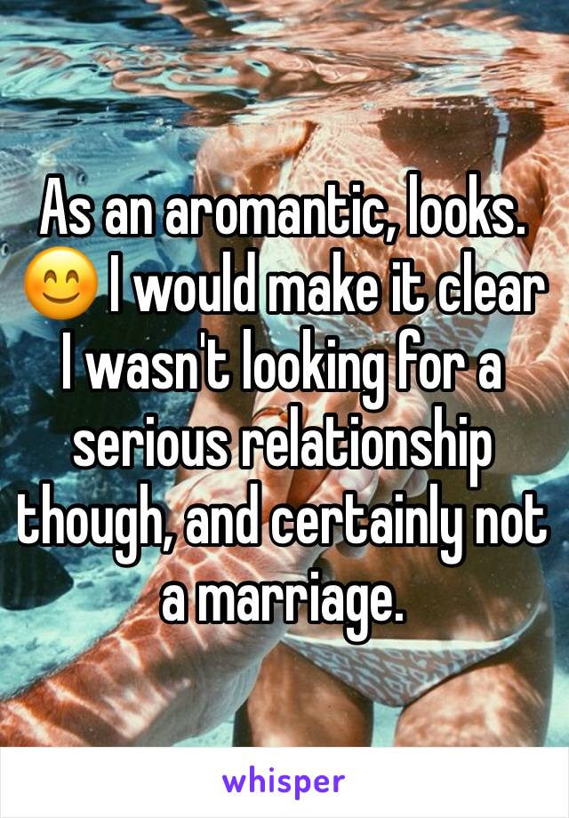 As an aromantic, looks.  😊 I would make it clear I wasn't looking for a serious relationship though, and certainly not a marriage. 