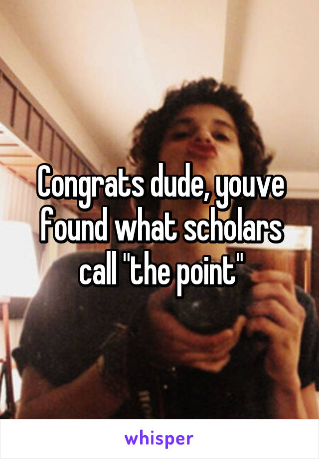 Congrats dude, youve found what scholars call "the point"