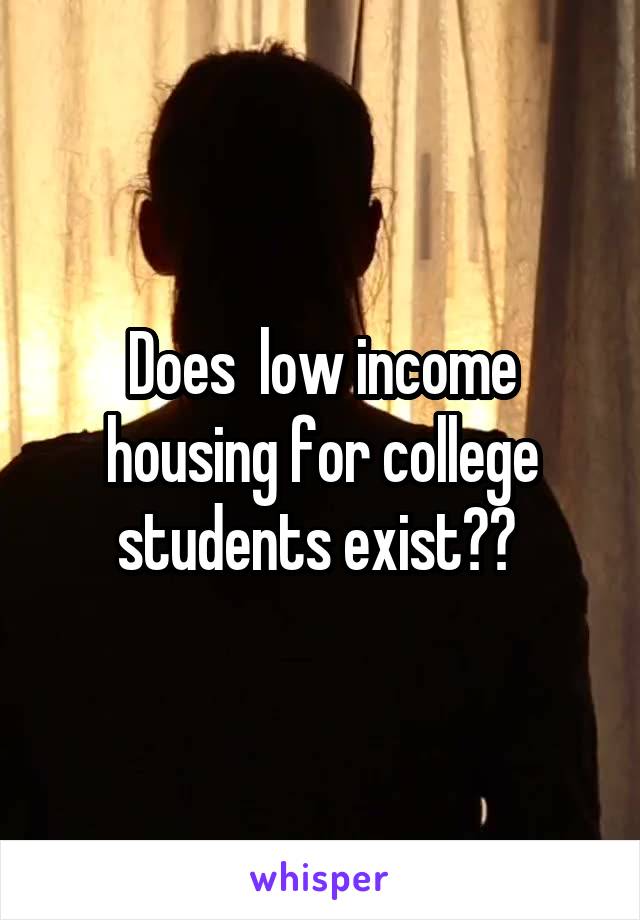 Does  low income housing for college students exist?? 