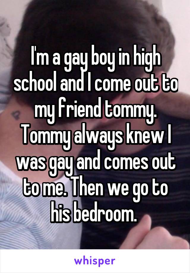 I'm a gay boy in high school and I come out to my friend tommy. Tommy always knew I was gay and comes out to me. Then we go to his bedroom. 