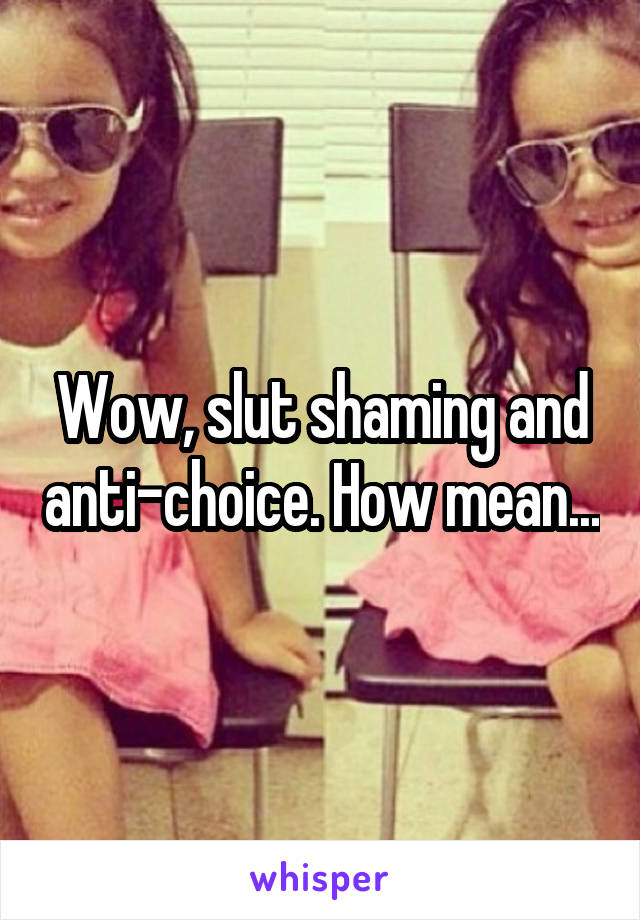 Wow, slut shaming and anti-choice. How mean...