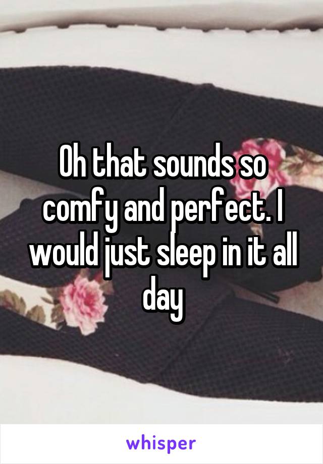 Oh that sounds so comfy and perfect. I would just sleep in it all day