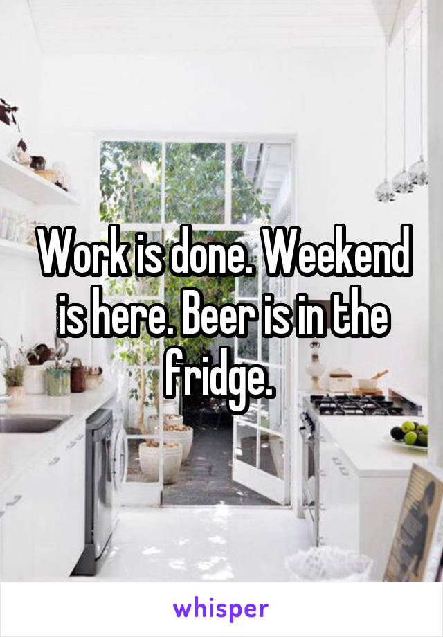 Work is done. Weekend is here. Beer is in the fridge. 