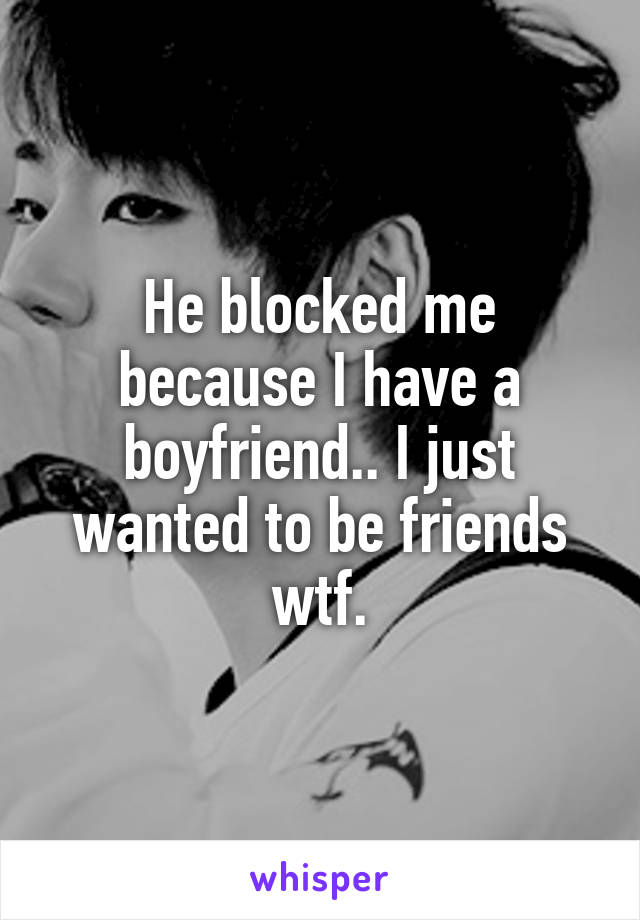 He blocked me because I have a boyfriend.. I just wanted to be friends wtf.