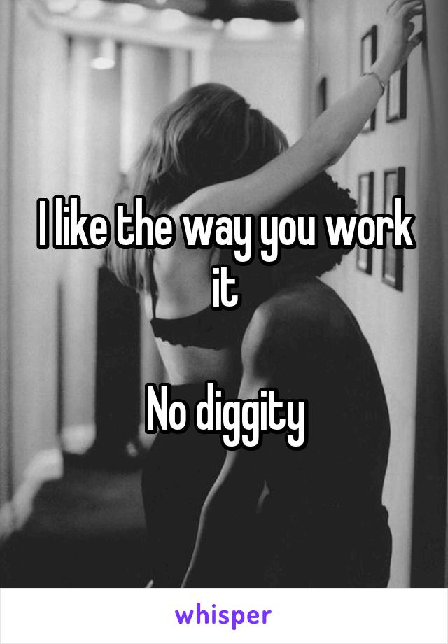 I like the way you work it

No diggity