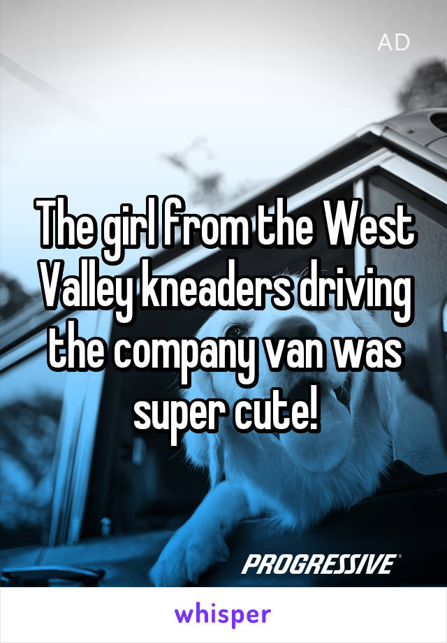 The girl from the West Valley kneaders driving the company van was super cute!